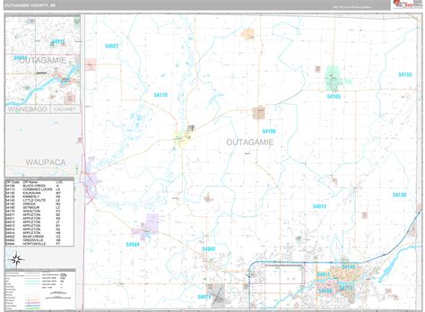 Outagamie County, WI Wall Map Premium Style by MarketMAPS - MapSales