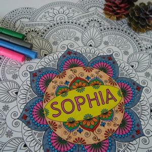 Big Coloring Mandala Poster Mandala Personalised With a Name or a Word Mandala Art Therapy Great ...