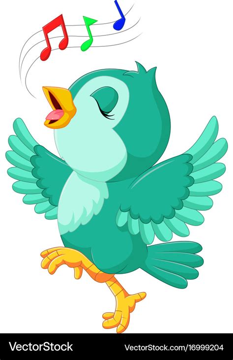 Cute bird singing Royalty Free Vector Image - VectorStock