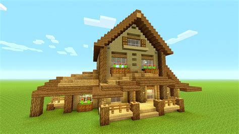 Minecraft Building Tutorial: How to build BIG wooden house | BIG RUSTIC HOUSE TUTORIAL | HUGE ...