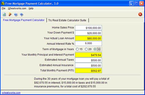 FileGets: Free Mortgage Payment Calculator Screenshot - Calculate ...