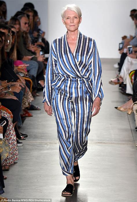 Elon Musk's mother Maye wows in stripes on the NYFW runway | Daily Mail Online