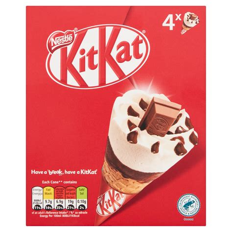 KitKat Vanilla & Chocolate Ice Cream Cones 4 x 110ml | Ice Cream Cones ...