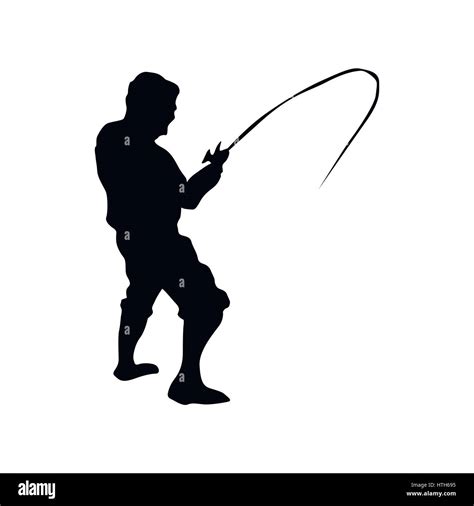 Fisherman silhouette black Stock Vector Image & Art - Alamy