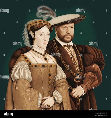 Vector painting of King Henry VIII and his third wife, Jane Seymour ...