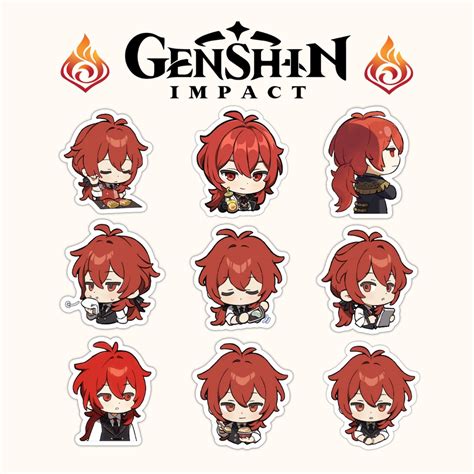 Genshin Impact Diluc Emoji Sticker Set (9 pcs) | Shopee Philippines