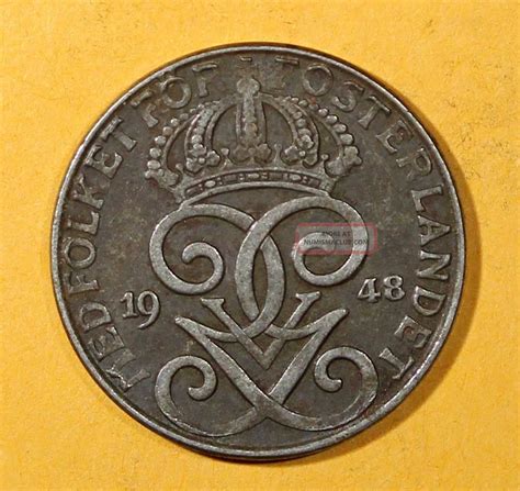 Sweden Iron Gustaf V 1948 2 Ore. Km 811 World War Ii Issues