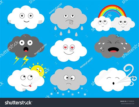 White Dark Cloud Emoji Icon Set Stock Vector (Royalty Free) 671958526 ...