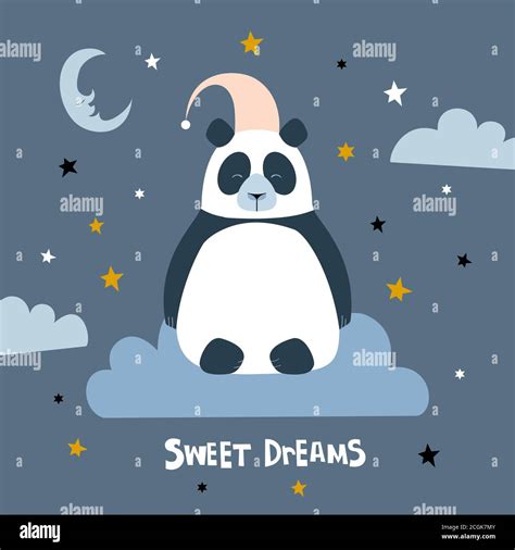 Sweet dreams quote with doodles. Cute cartoon panda vector design Stock Vector Image & Art - Alamy