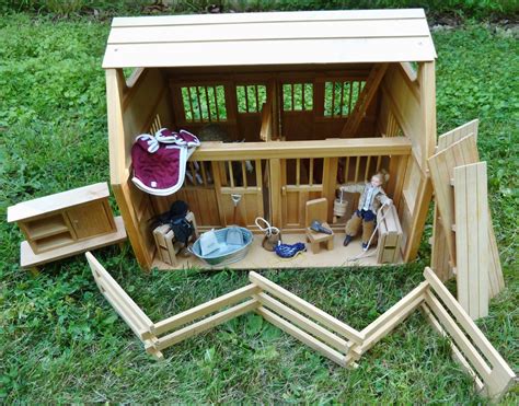 Large (Breyer Size Horse) Children's Wooden Toy Horse Stable Barn w ...