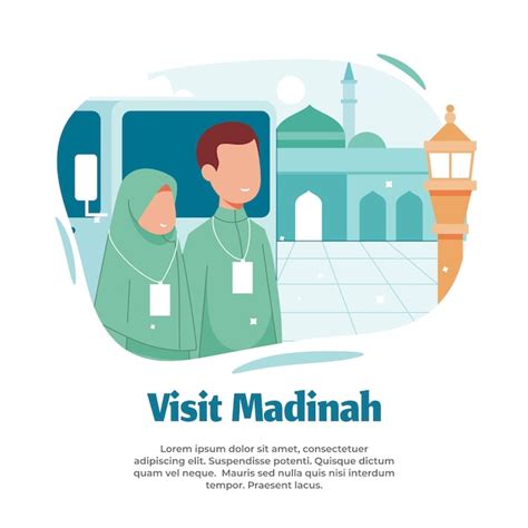 Premium Vector | Illustration of visiting medina and pilgrimage