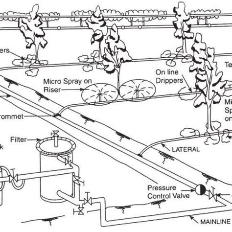 Typical sketch of a micro-irrigation system with different components ...