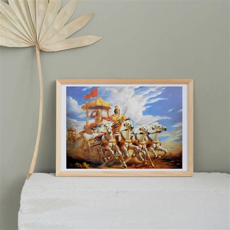 Krishna and Arjuna on Chariot Mahabharat Painting Portrait Digital Art ...