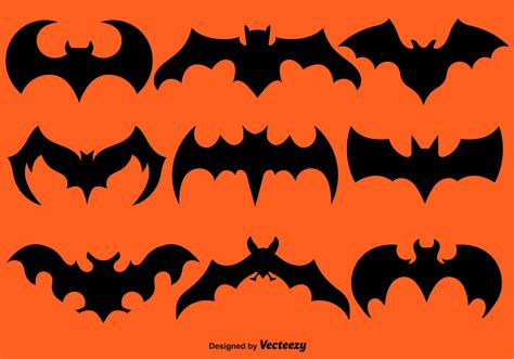 Vector Set Of Black Bat Silhouettes 123693 Vector Art at Vecteezy