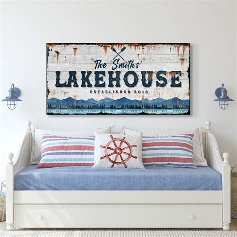 Rustic Lake House Sign Lake House Wall Art Personalized Lake | Etsy