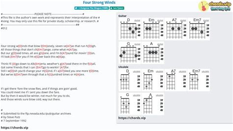 Chord: Four Strong Winds - tab, song lyric, sheet, guitar, ukulele ...