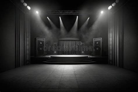 Empty concert stage stock illustration. Illustration of entertainment ...