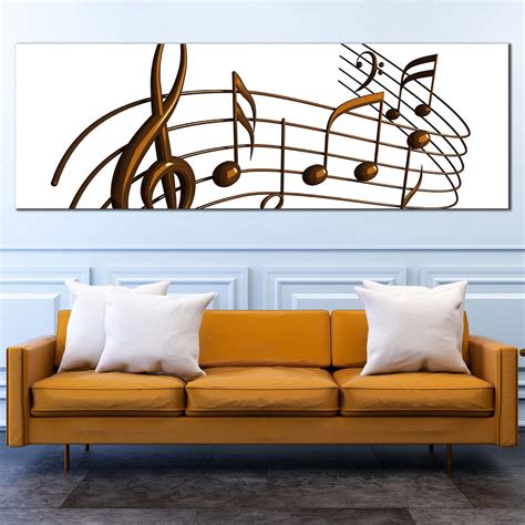 Music Harmony Canvas Print, Brown 3D Musical Notes 1 Piece Canvas Wall – Swallart