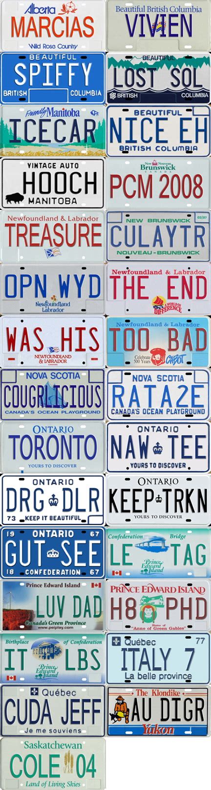 Plates from various Canadian provinces | Personalized license plates ...