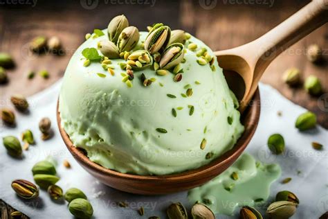 pistachio ice cream with pistachio nuts. AI-Generated 34835796 Stock Photo at Vecteezy