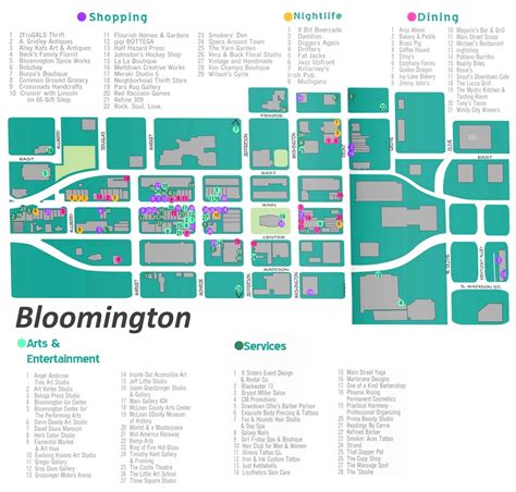 Downtown Bloomington Shopping And Dining Map