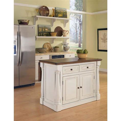 Home Styles Monarch White Kitchen Island With Drop Leaf-5020-94 - The Home Depot