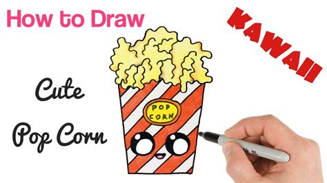 How to Draw Funny Popcorn Cute and Easy - YouTube