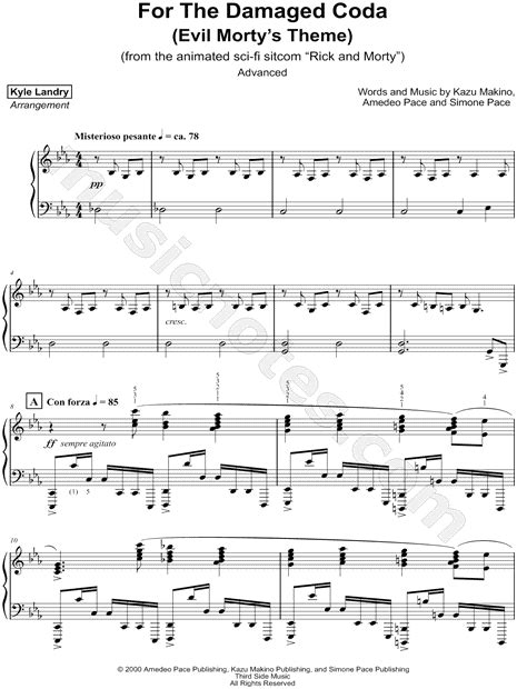 Kyle Landry "For the Damaged Coda (Evil Morty's Theme)" Sheet Music ...