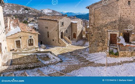 The Beautiful Village Santo Stefano Di Sessanio on a Winter Morning ...