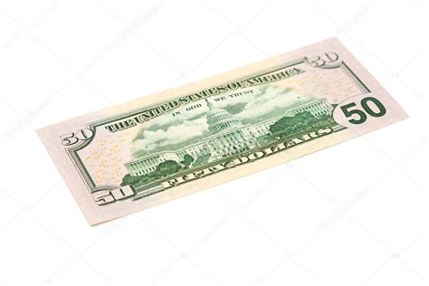 Back side of the fifty dollar bill isolated on a white background ...