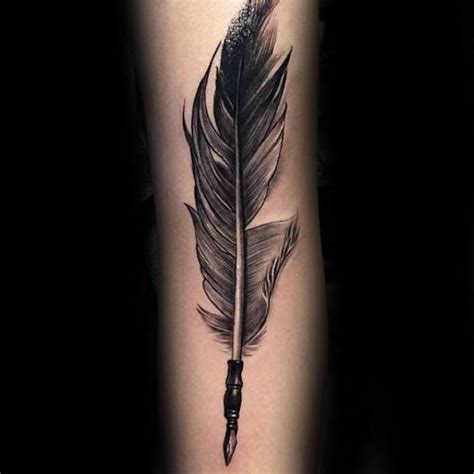 50 Quill Tattoo Designs For Men - Feather Pen Ink Ideas