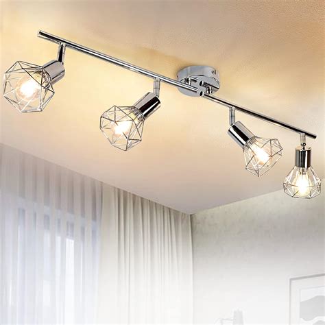 DLLT 4 Lights Track Lighting Kit-4 Way Modern Flush Mount Ceiling ...