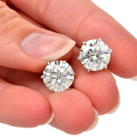 7.95 Carats Diamond Platinum Stud Earrings For Sale at 1stDibs