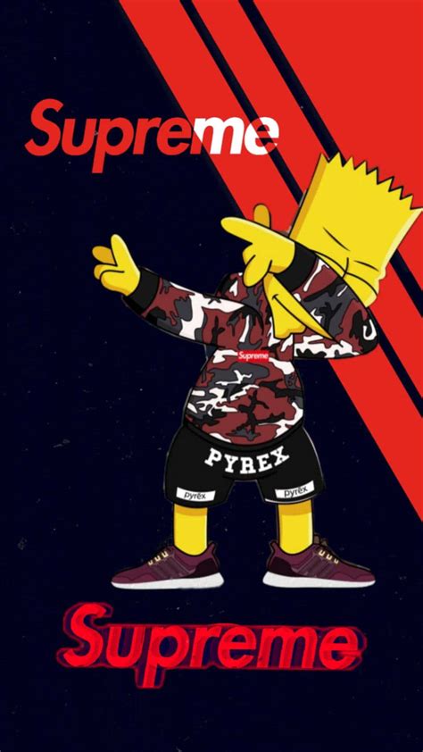 Download Supreme Bart Simpson Red Art Wallpaper | Wallpapers.com