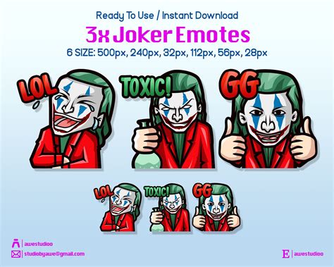 Joker Twitch Emotes. Joker Youtube Emotes. Joker Facebook | Etsy in ...