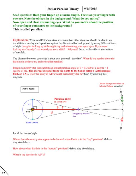 Stellar Parallax Theory Post-Entry