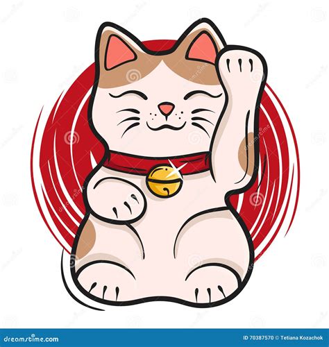 Vector Illustration of Maneki Neko. Japanese Lucky Cat Fortune Stock ...