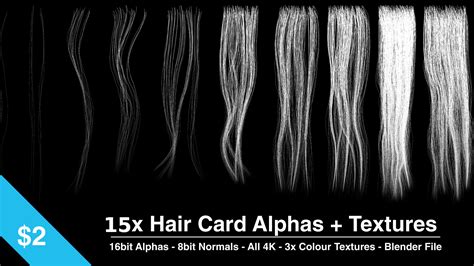 ArtStation - 15x Hair Alphas + Textures | Brushes