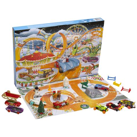 Hot Wheels Advent Calendar, Holiday-Themed Toy Cars Plus Assorted ...