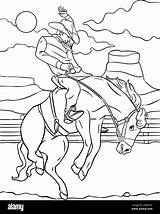 Cowboy Horse Rodeo Coloring Page For Kids Stock Vector Image & Art  Alamy sketch template