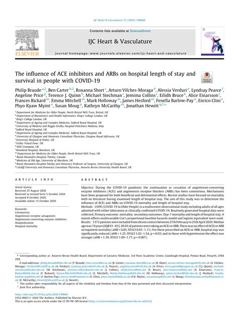 (PDF) The influence of ACE inhibitors and ARBs on hospital length of ...