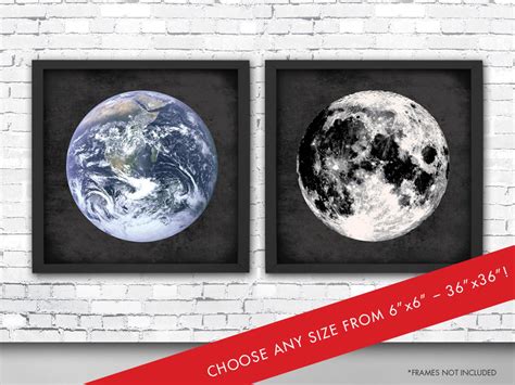 Earth and Moon Print Set Moon Art Print Earth Art Print | Etsy