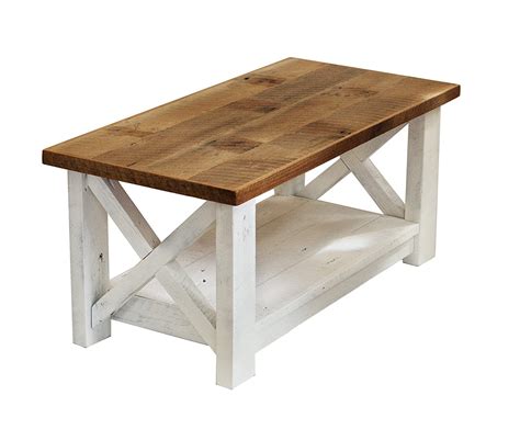 White Farmhouse Coffee Table With Drawers - Benchwright 54 Rectangular ...