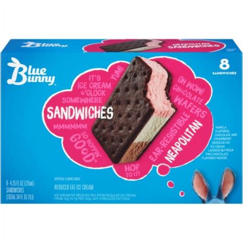 Blue Bunny Neapolitan Ice Cream Sandwiches, 8 ct - Kroger