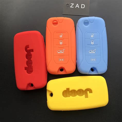 ZAD Silicone rubber car key Case Cover FOB for Jeep Renegade hard steel 2016 flip folding remote ...