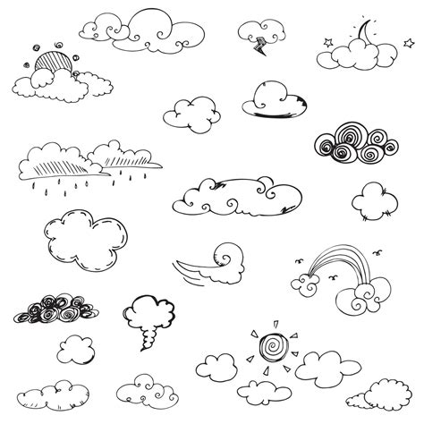 cloud doodle drawn set 12827863 Vector Art at Vecteezy