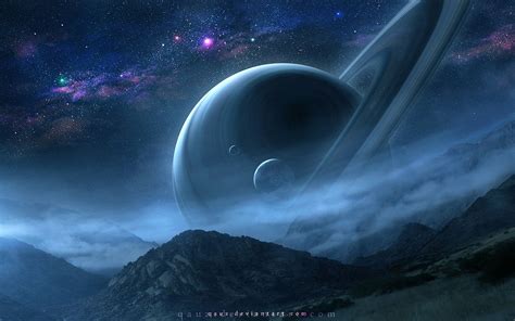 A Night Scene of Saturn by QAuZ on deviantART | Night scene, Space art ...