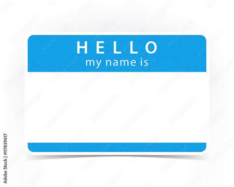 Blue color name tag blank sticker HELLO Stock Vector | Adobe Stock