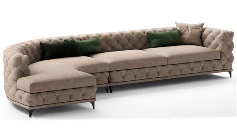 Upholstered Velvet Chesterfield Sofa 3D - TurboSquid 2132790