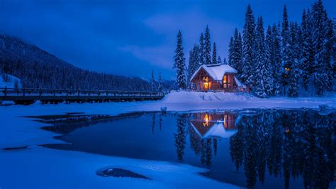 2048x1152 Resolution Forest House Covered in Snow 4K 2048x1152 Resolution Wallpaper - Wallpapers Den